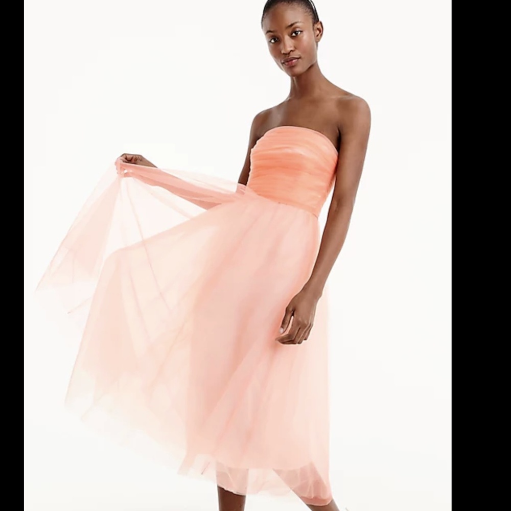 J.Crew strapless Tulle pleated dress-BLUSH-H2440